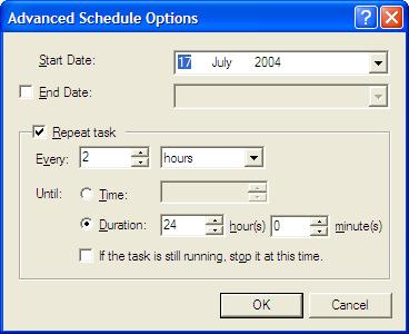 Advanced Scheduled Task Options