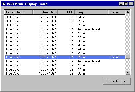 EnumDisplaySettings: Enumerate Available Display Resolutions(9890 bytes)